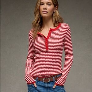NWT American Eagle Pointelle Henley Sweater Top